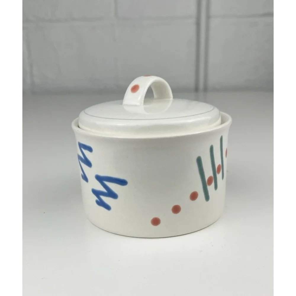 Mikasa Studio Craft CAD 94 Acrylics Sugar Bowl 90s Y2K Memphis Post Modern Swirl